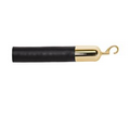 6' Black Naugahyde Rope W/ Polished Brass Snap Hooks